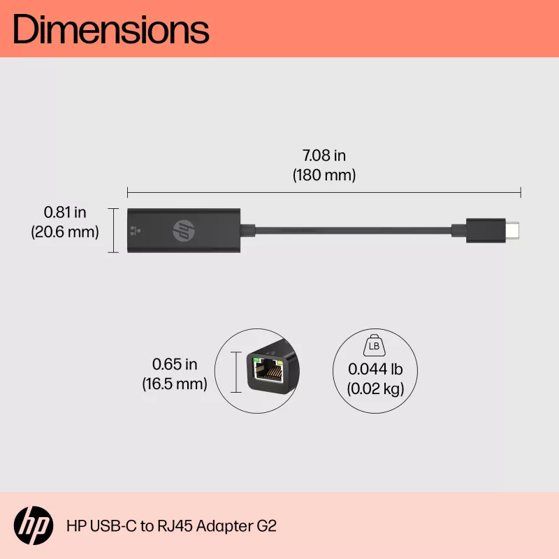 Adattatore RJ-45 HP USB-C to RJ45 Adapter G2