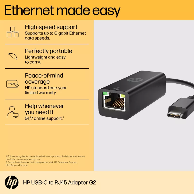 Adattatore RJ-45 HP USB-C to RJ45 Adapter G2