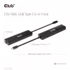 CLUB3D USB Gen1 Type-C, hub 6-in-1 con HDMI 8K30Hz, 2xUSB Type-A, RJ45 e 2xUSB Type-C, dati e ricarica PD 100 Watt