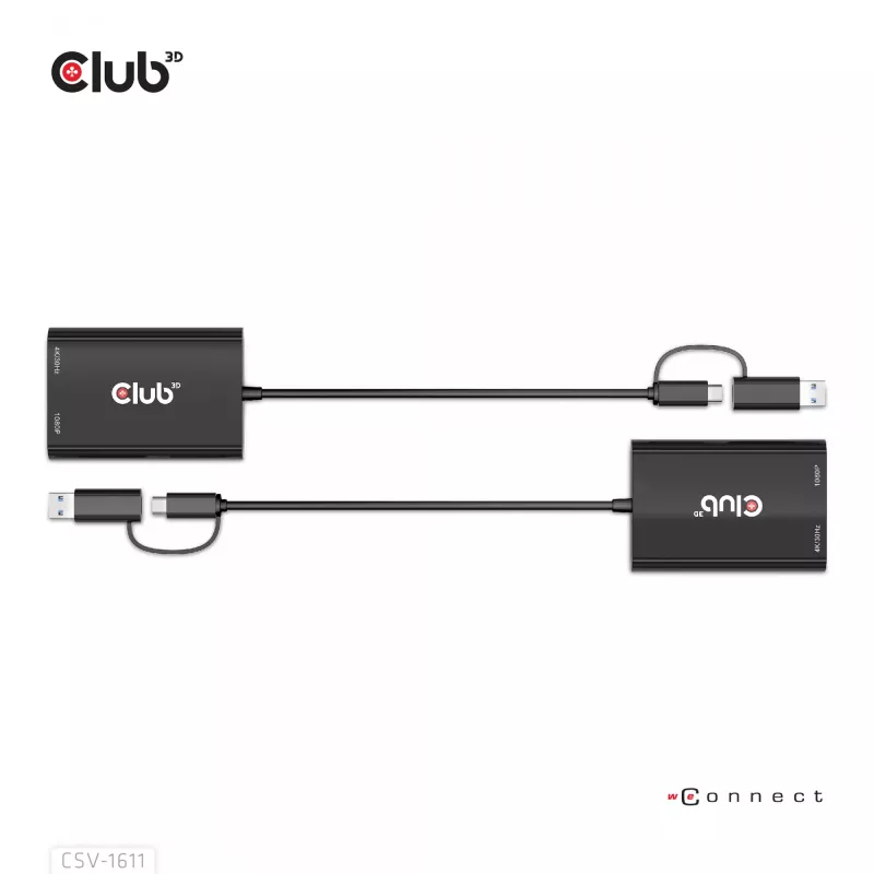 CLUB3D USB Gen1 Type-C/-A a Dual HDMI (4K/30Hz) / VGA (1080/60Hz)
