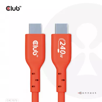 Cavo bidirezionale USB-C a USB-C CLUB3D CAC-1573, USB4 Gen 2x2, 2 m, rosso, PD fino a 240 W
