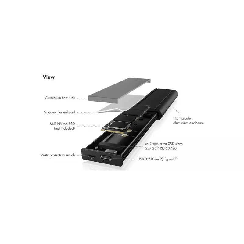 ICY Karton IB-1807MT-C31 case SSD nero M.2