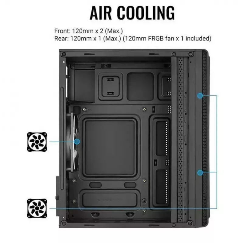 Case Aerocool Evo Mini RGB Micro ATX Mini Tower, nero, con finestra