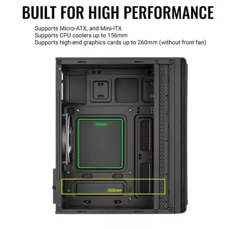Case Aerocool Evo Mini RGB Micro ATX Mini Tower, nero, con finestra
