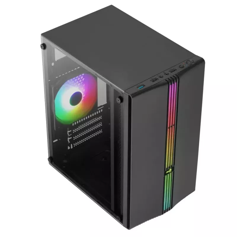 Case Aerocool Evo Mini RGB Micro ATX Mini Tower, nero, con finestra