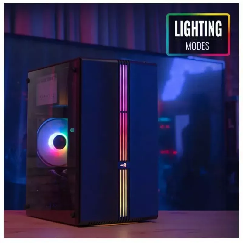 Case Aerocool Evo Mini RGB Micro ATX Mini Tower, nero, con finestra