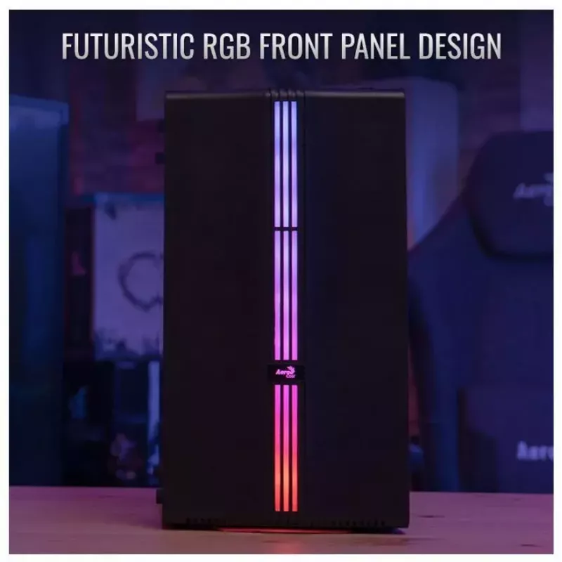 Case Aerocool Evo Mini RGB Micro ATX Mini Tower, nero, con finestra