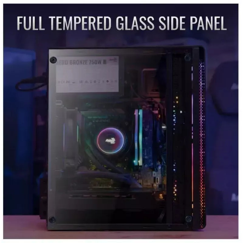 Case Aerocool Evo Mini RGB Micro ATX Mini Tower, nero, con finestra
