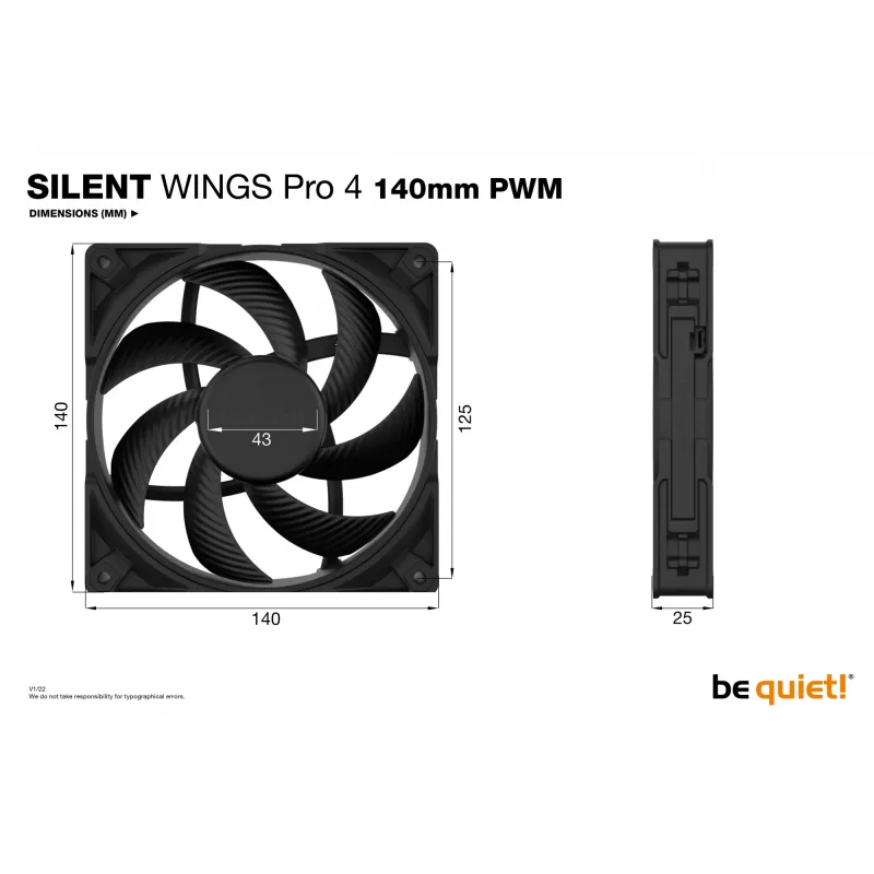 be quiet SILENT WINGS PRO 4 | Ventola per case PC 140mm PWM 14 cm nero 1 pz.