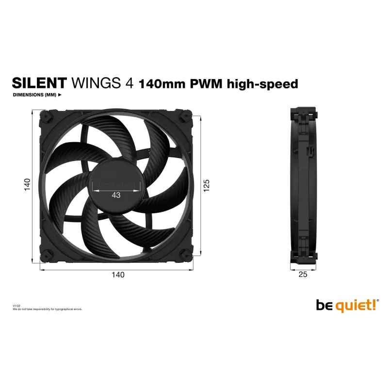 be quiet SILENT WINGS 4 | Ventola per case PC 140mm PWM High-Speed 14 cm nero 1 pz.