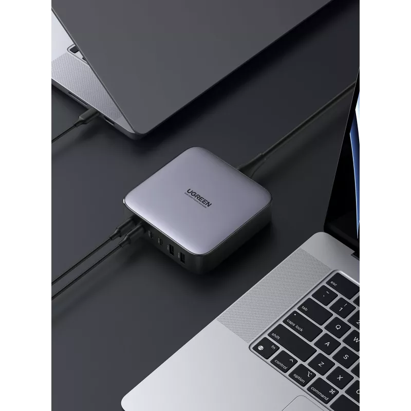Ugreen 40914 Nexode caricabatterie desktop USB-C-USB-A GaN 200W, da interno, AC, 21 V, 5 A, 2 m, nero, grigio