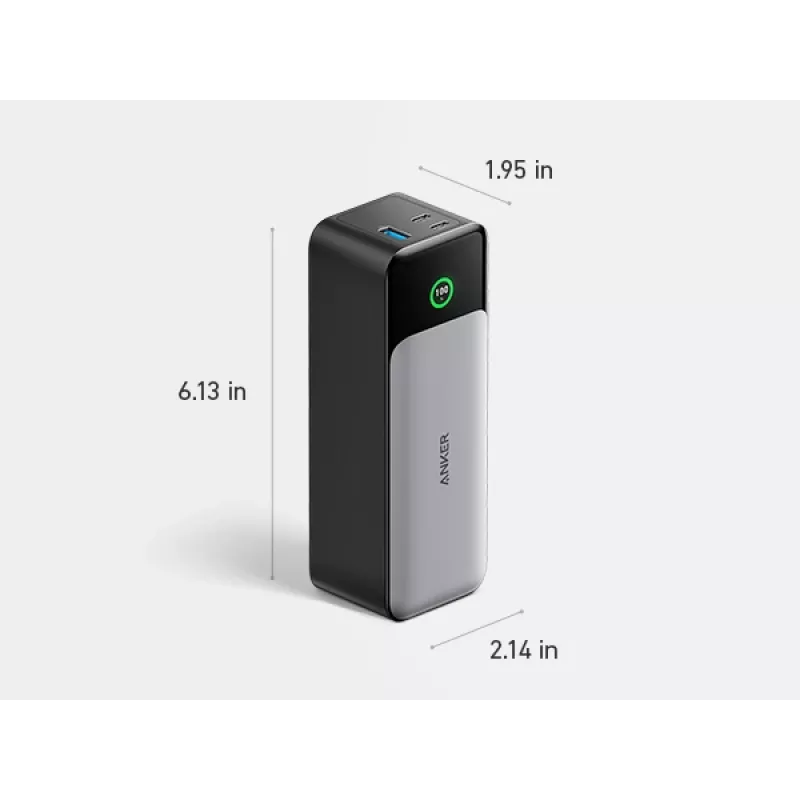Caricabatterie portatile Anker 737 (A1289011) – 24000 mAh, 140 W, 2× USB-C + 1× USB-A, argento/nero