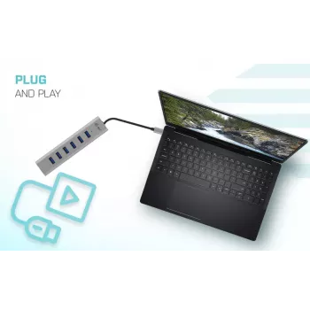 i-tec HUB in metallo con ricarica USB-C 7 porte USB 3.2 Gen 1 Type-C Type-A