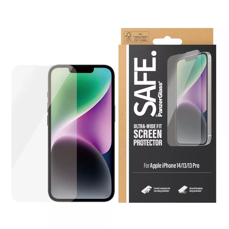 Pellicola protettiva per display PanzerGlass SAFE. by ® iPhone 14 | 13 | 13 Pro | Ultra-Wide Fit