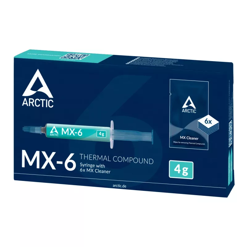 ARCTIC MX-6 ULTIMATE Performance pasta termica + MX Cleaner, pasta termica, grigio, 4 g, 1 pz., 66 mm, 120 mm