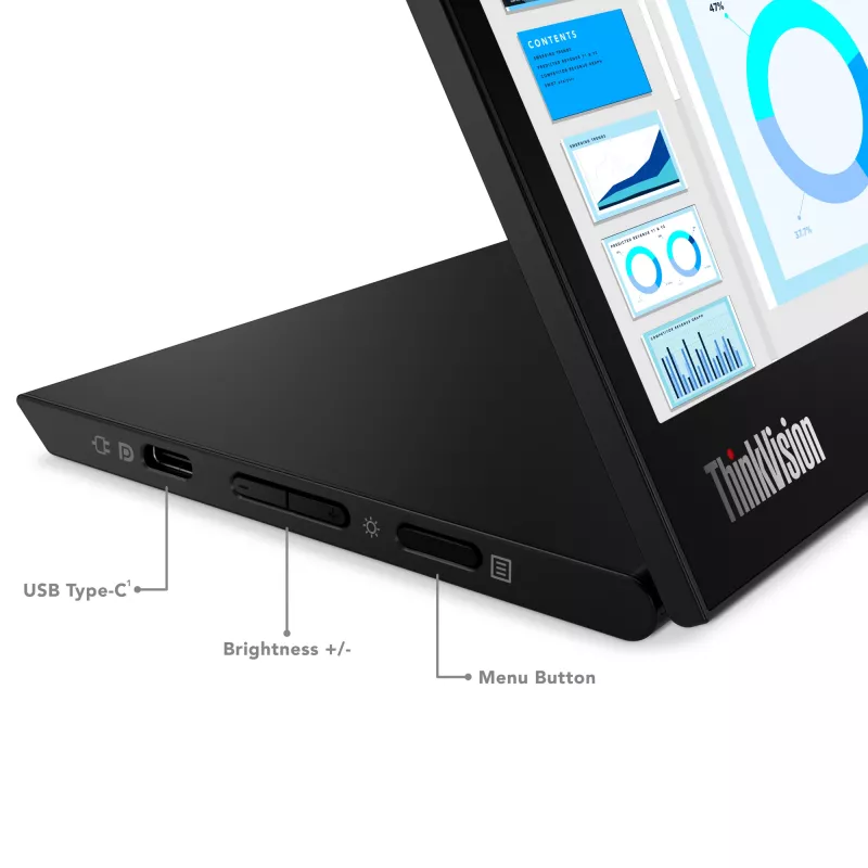 Monitor Lenovo ThinkVision M14d, 35,6 cm (14 inch), 2240 x 1400 pixel, 2.2K, LED, 8 ms, nero