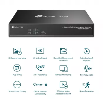 Videoregistratore di rete TP-Link VIGI 4 canali PoE+
