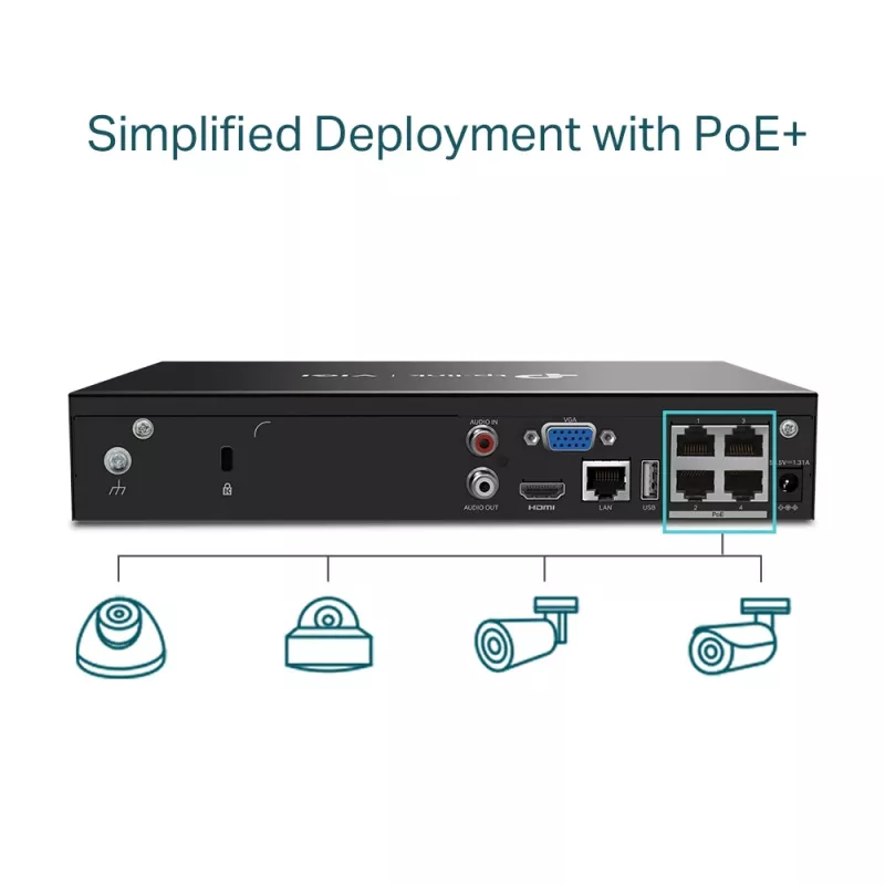 Videoregistratore di rete TP-Link VIGI 4 canali PoE+