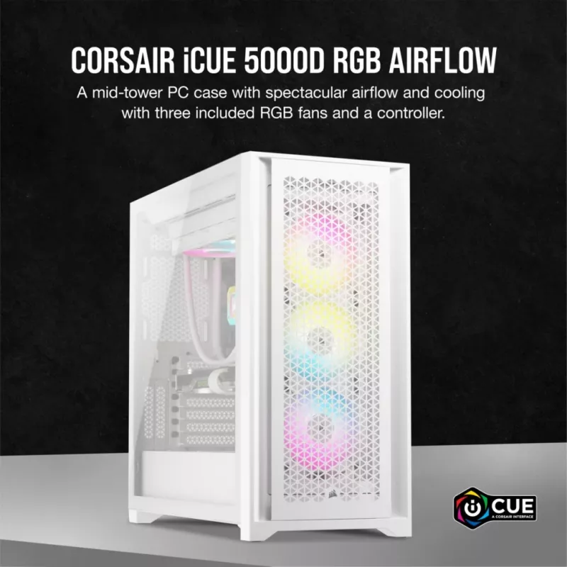 Case per PC Corsair iCUE 5000D RGB Airflow Midi-Tower bianco