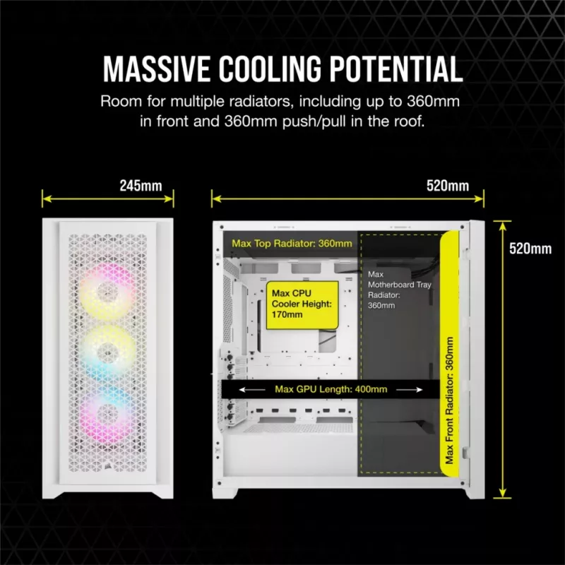 Case per PC Corsair iCUE 5000D RGB Airflow Midi-Tower bianco