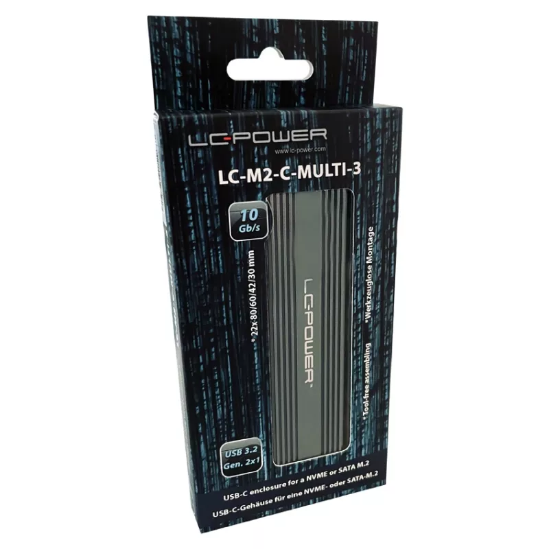 LC-POWER Custodia SSD - M.2 LC-M2-C-MULTI-3 Lc-power custodia SSD M.2 USB3.2 (NVMe e SATA)