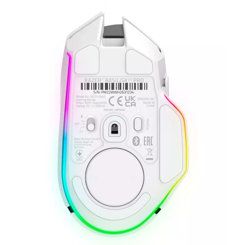 Razer Basilisk V3 Pro mouse wireless per giocatori, bianco