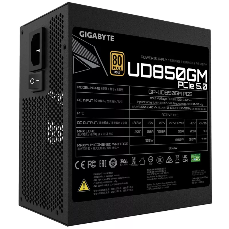GIGABYTE GP-UD850GM PG5 alimentatore 850 W 20+4 pin ATX ATX nero