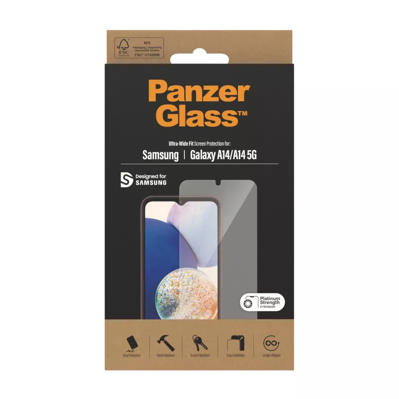 Pellicola protettiva per display PanzerGlass Samsung Galaxy A14 A14 5G Ultra-Wide Fit antigraffio antiurto
