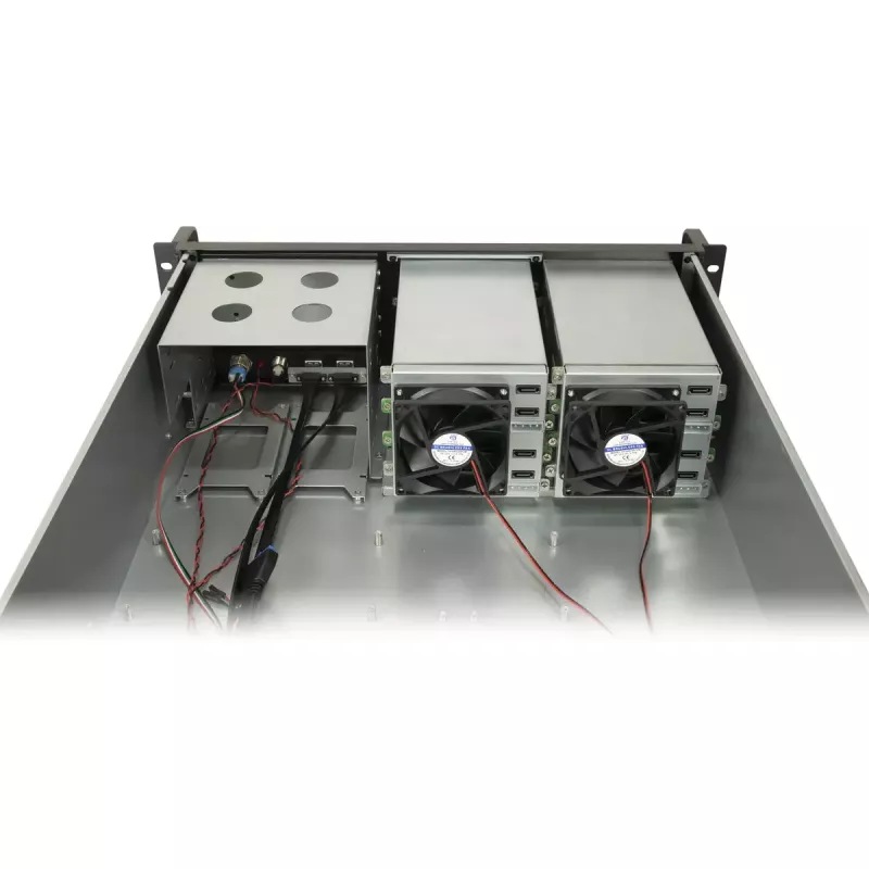 Inter-Tech IPC 3U-3508 chassis per server di archiviazione, rack 48,3 cm 3U, ATX, SATA/SAS Hot-Swap, 2x vani esterni da 5,25 pollici, senza alimentatore, nero