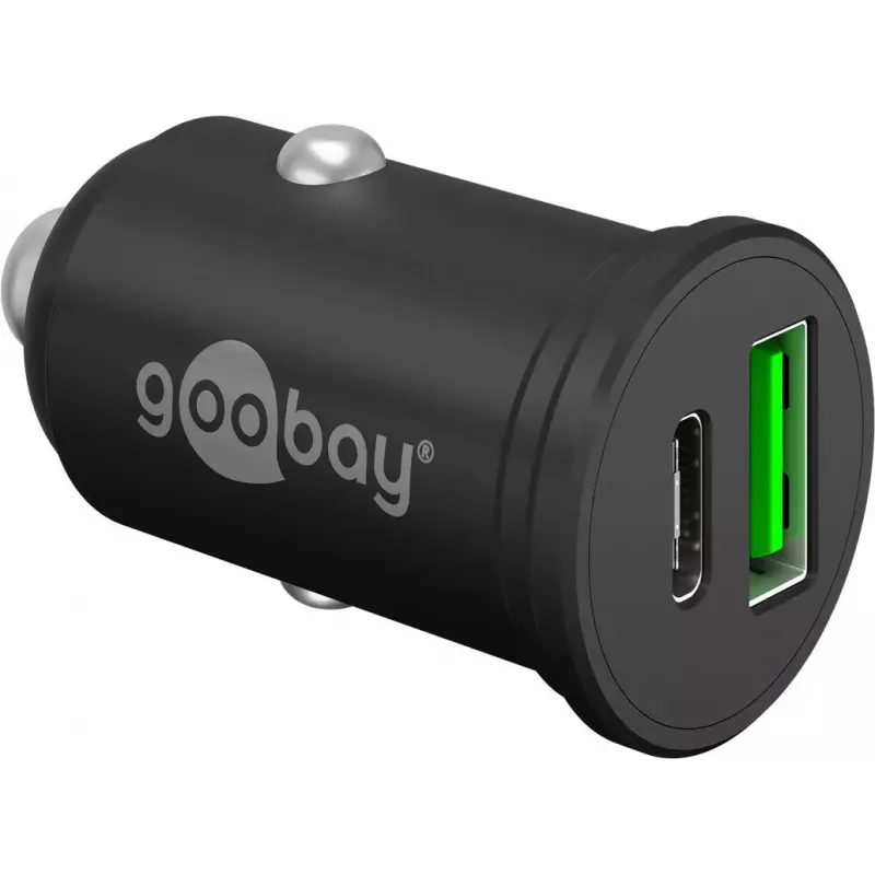 Goobay caricabatterie rapido auto dual-USB USB-C PD 45W nero