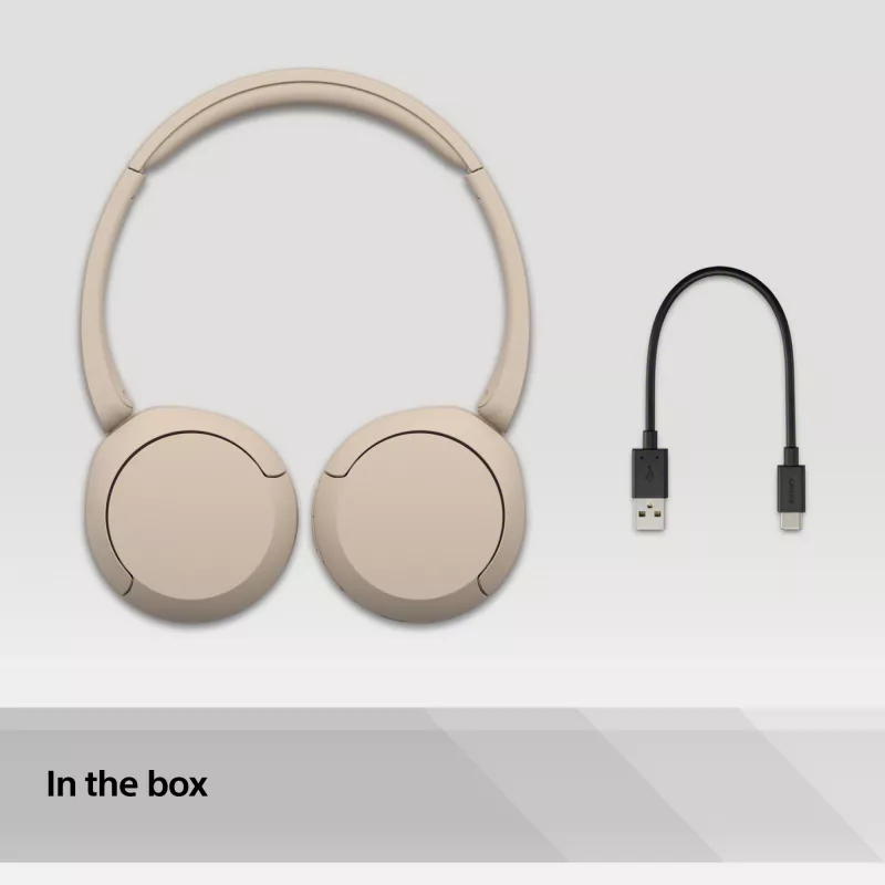 Sony WH-CH520 Cuffie Wireless Ad Archetto Telefonate/Musica USB Type-C Bluetooth Base Di Ricarica Crema