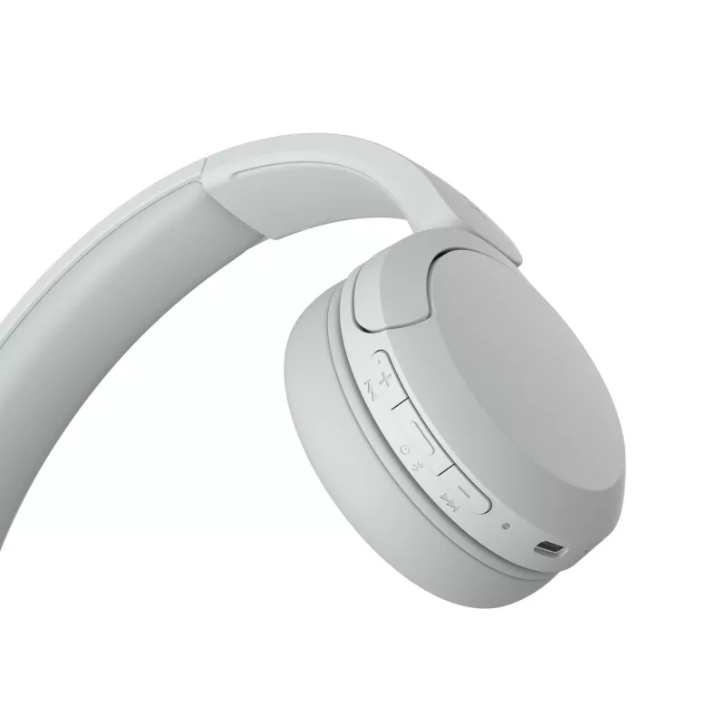 Sony WH-CH520 cuffie on-ear wireless, Bluetooth 5.2, 50 ore di riproduzione, ricarica USB-C, bianco