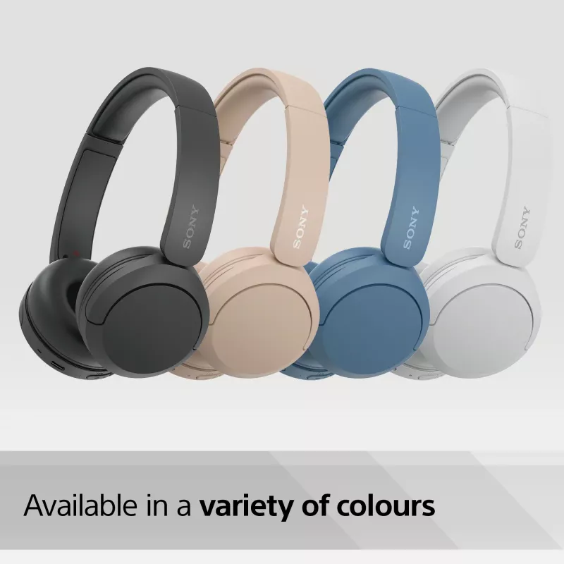 Sony WH-CH520 cuffie on-ear wireless, Bluetooth 5.2, 50 ore di riproduzione, ricarica USB-C, bianco