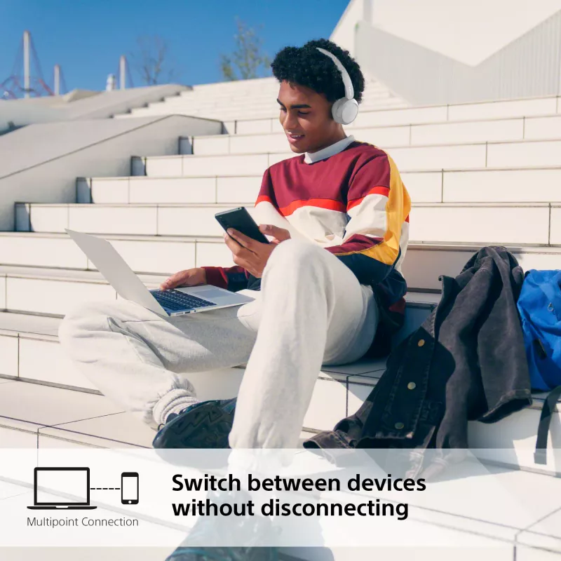Sony WH-CH520 cuffie on-ear wireless, Bluetooth 5.2, 50 ore di riproduzione, ricarica USB-C, bianco