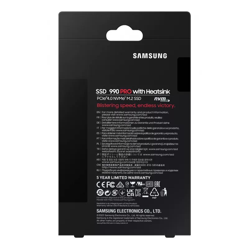 Unità SSD Samsung 990 PRO con Heatsink 2000 GB M.2 2280 M.2 NVMe MZ-V9P2T0CW