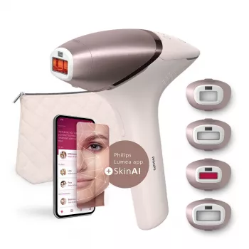 Epilatore Philips BRI977/00 rimozione peli con luce IPL, a batteria, oro rosa, accessori per viso e corpo