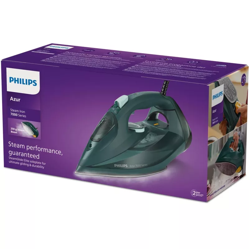 Philips serie 7000 DST7050/70 ferro da stiro ferro da stiro a vapore suola SteamGlide Elite 2800 W verde