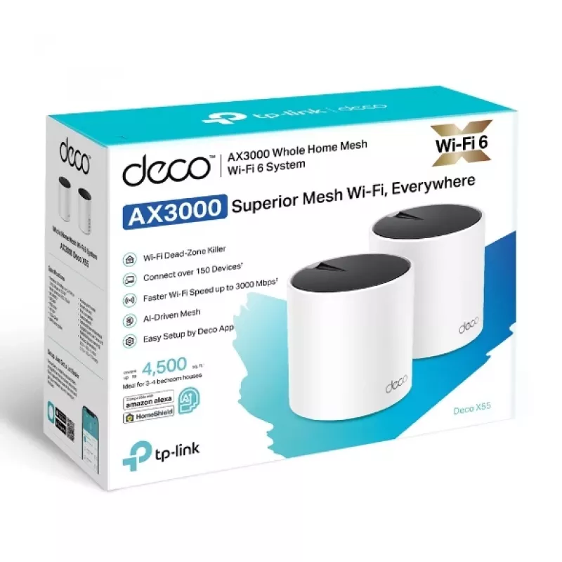 TP-Link DECO X55 (confezione da 2) Dualband (2,4 GHz / 5 GHz) Wi-Fi 6 (802.11ax) bianco 3 intern
