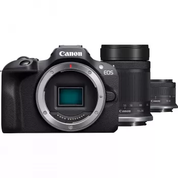 Kit Canon EOS R100 con RF-S 18-45mm f/4.5-6.3 IS STM e RF-S 55-210mm f/5-7.1 IS STM, nero (6052C023)