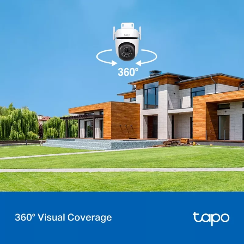 TP-Link Tapo telecamera di sicurezza Wi-Fi outdoor Pan/Tilt, telecamera di sicurezza IP, interno ed esterno, wireless, CE, FCC, RoHS, RCM, soffitto, nero, bianco