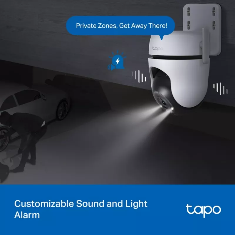 TP-Link Tapo telecamera di sicurezza Wi-Fi outdoor Pan/Tilt, telecamera di sicurezza IP, interno ed esterno, wireless, CE, FCC, RoHS, RCM, soffitto, nero, bianco