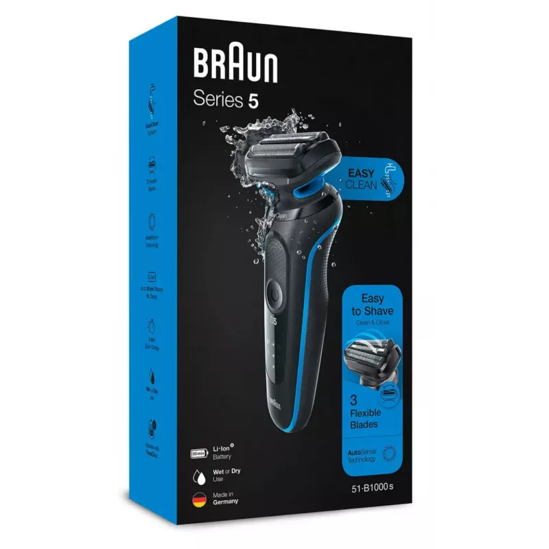 Braun 51-B1000s rasoio a lamina nero, blu