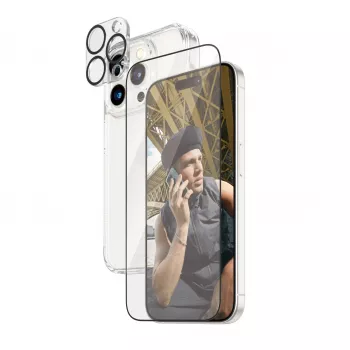 PanzerGlass confezione 3-in-1 iPhone 15 Pro vetro temperato trasparente