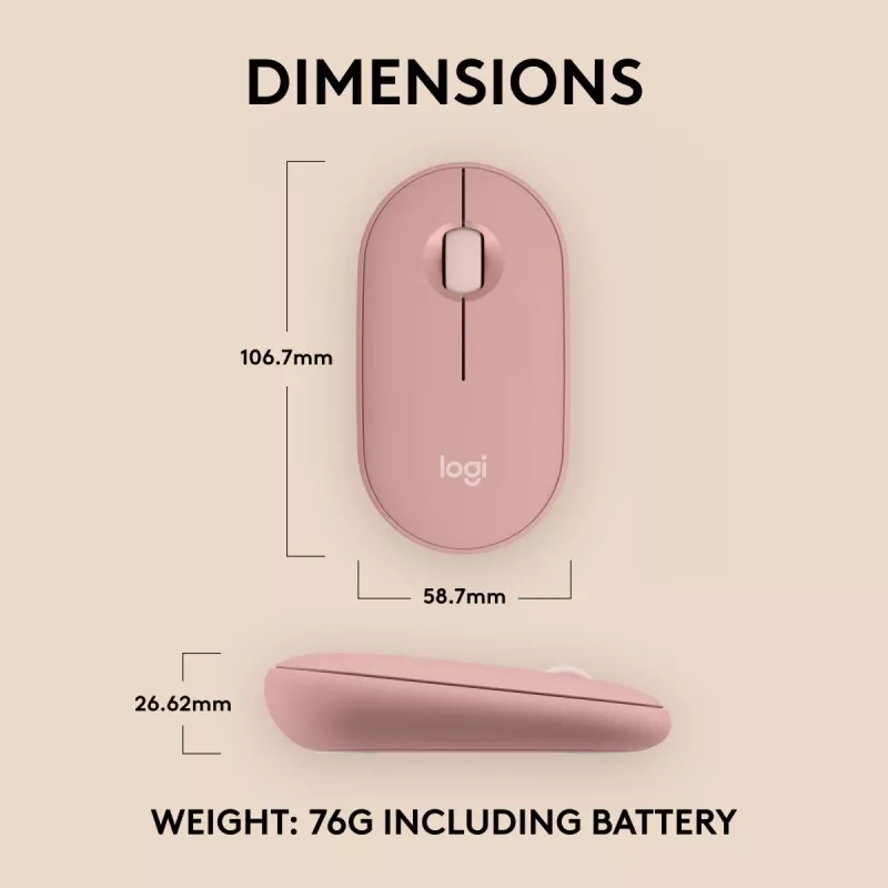 LOGITECH Pebble 2 M350s Mouse ottico wireless rosa