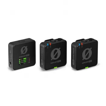 Sistema di microfono lavalier wireless RØDE Wireless PRO — lavalier omnidirezionale, 20–20.000 Hz, batteria ricaricabile 7 h, portata 260 m