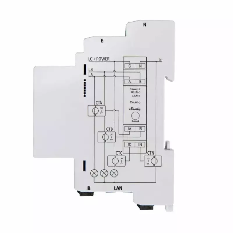 Misuratore di consumo energetico Shelly Pro 3EM AC 120 A 50-60 Hz