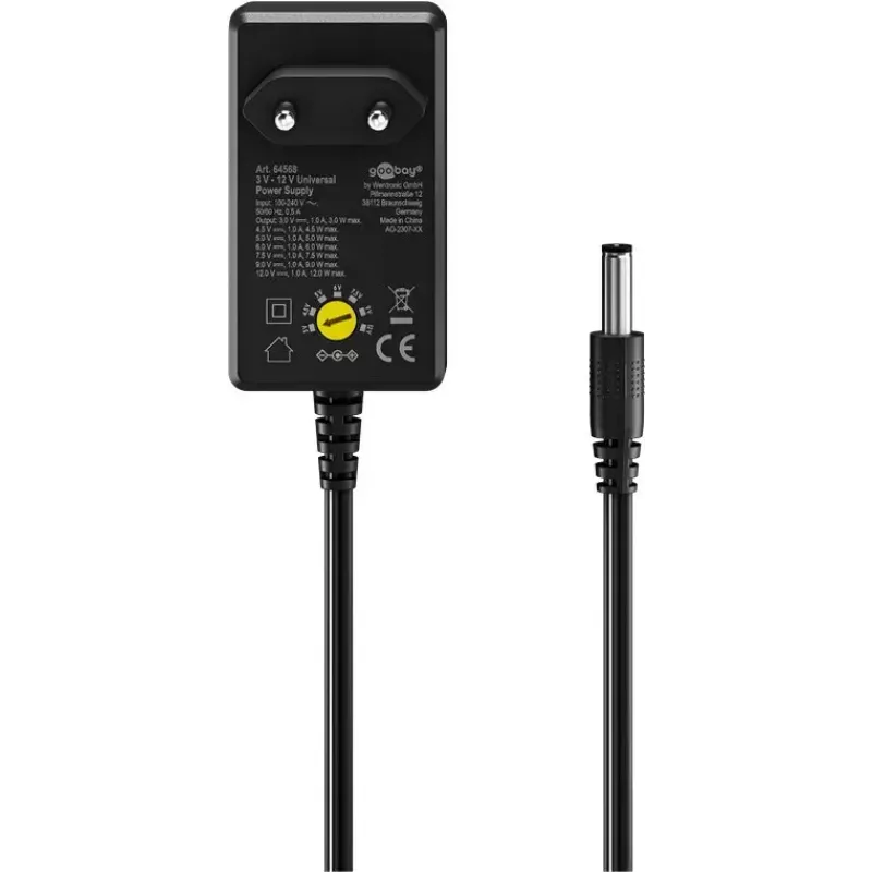 Alimentatore AC Goobay 64568 universale nero 12V 2.25A 1.8m