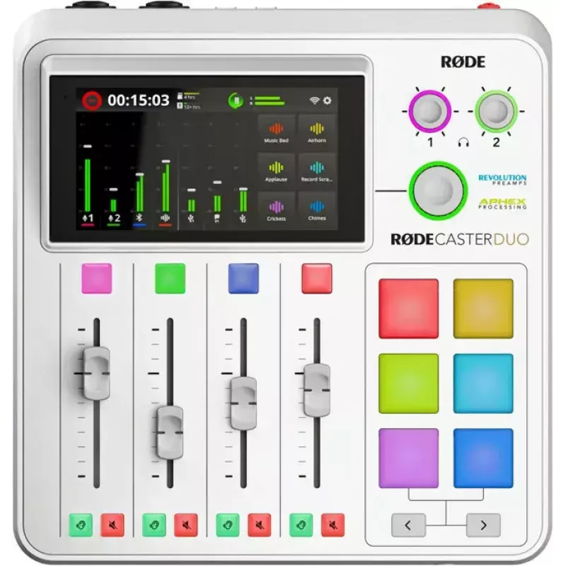 Interfaccia audio Rode RodeCaster Duo bianco – console per podcasting USB a 2 canali con mixer e preamplificatori