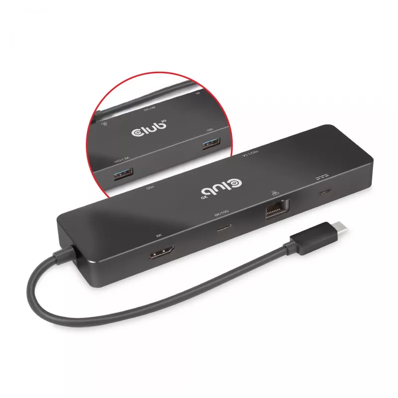 CLUB3D USB3.2 Gen2 Type-C, dock portatile 6-in-1 dual-display con video USB Type-C 4K60Hz