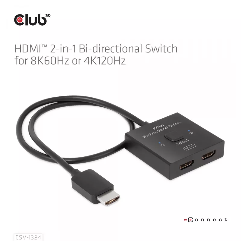 CLUB3D switch HDMI 2-in-1 bidirezionale 8K60Hz 4K120Hz CSV-1384